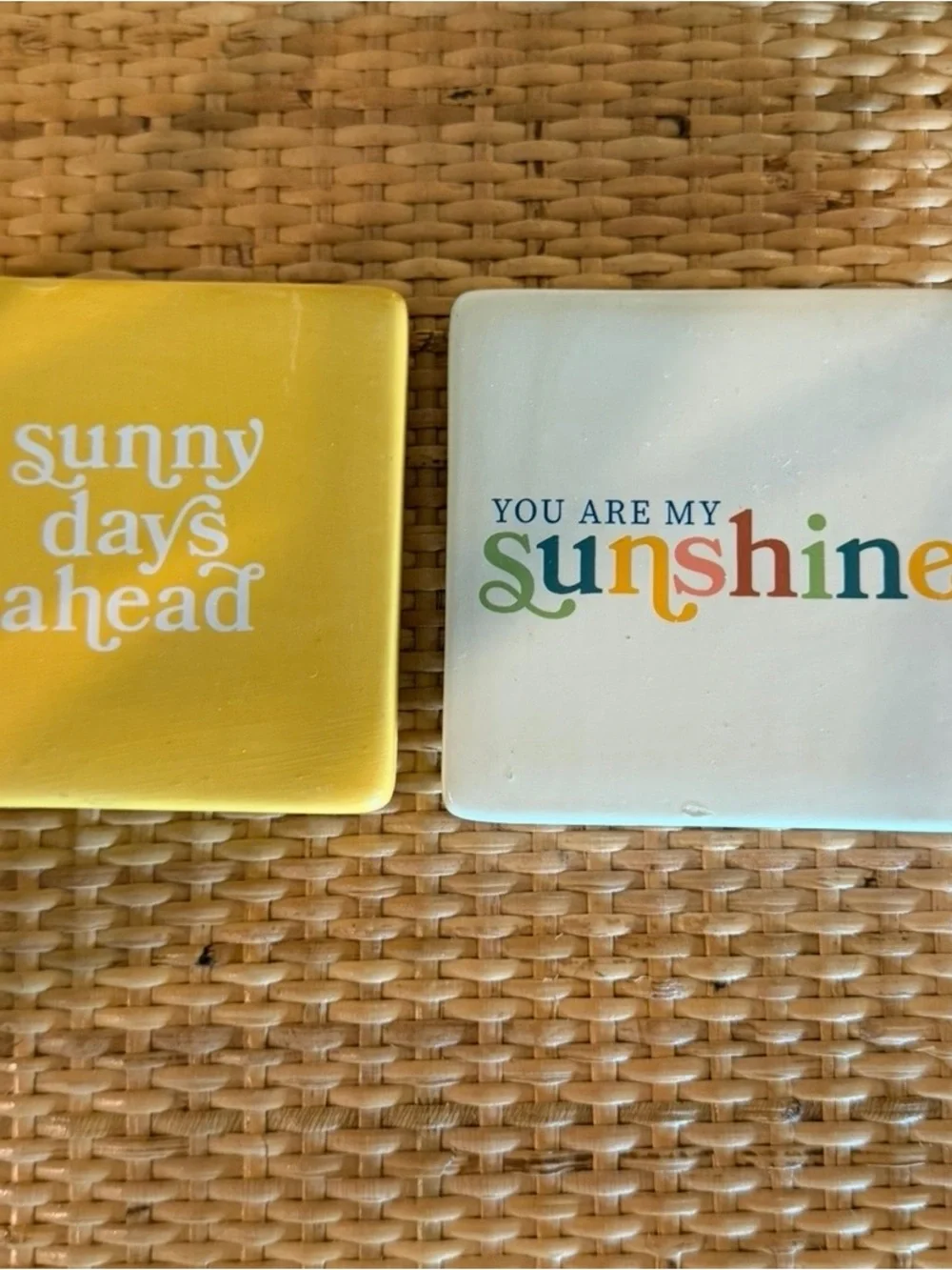 Sunny Days Ahead / You Are My Sunshine Decorative Magnet Set - Yellow & White